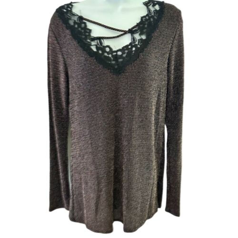 Blumin‎ Apparel Women's NWT SZ M Multi-colored Metallic Woven Lacey Tunic Top
